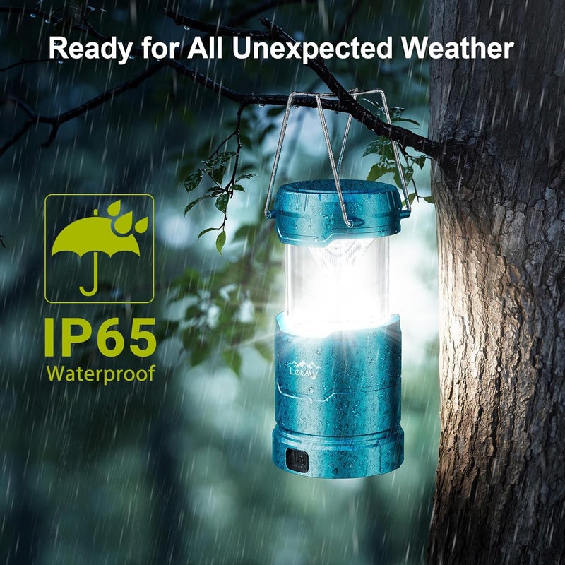 LET MY LED Camping Lantern for Power Outages, 3 Color Modes & Dimmable Battery Powered Lantern, IP65 Waterproof & Collapsible, Lanterns Flashlight Survival Kits for Emergency Hurricane Hiking, 4 Pack - Image 4